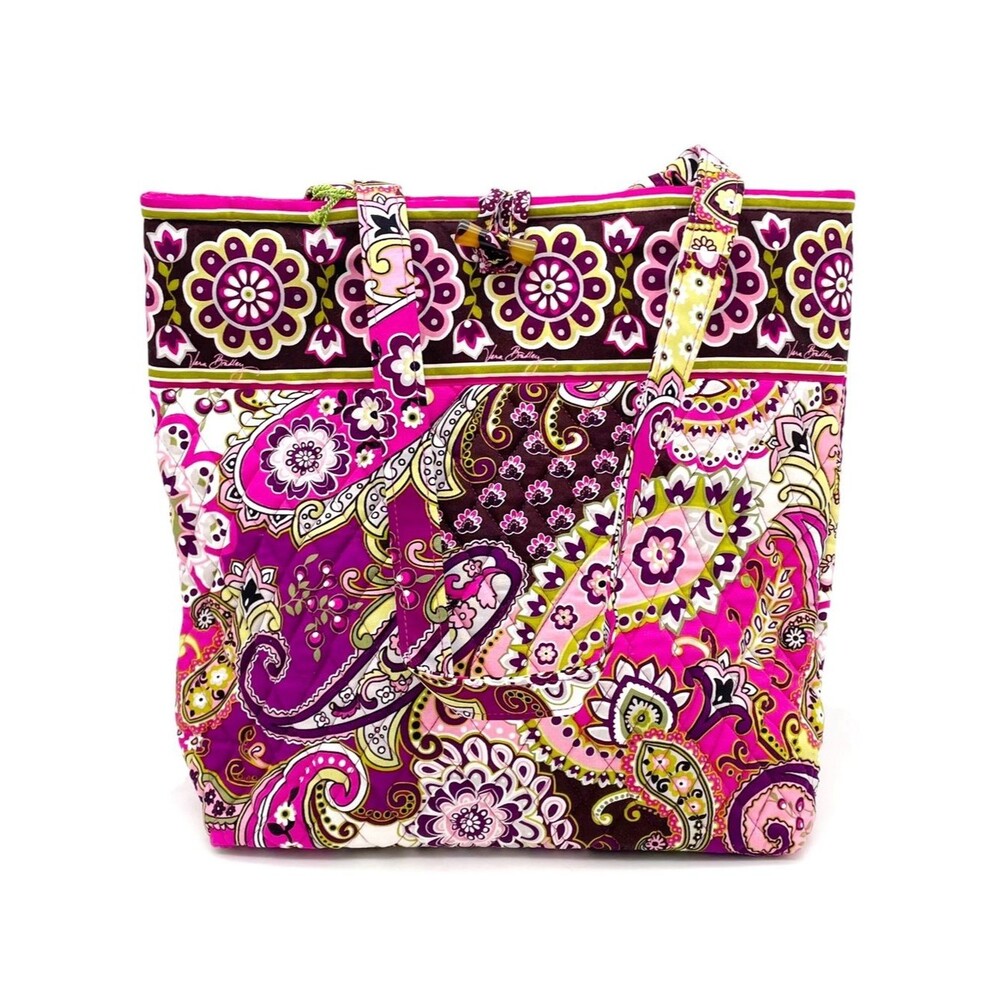NWT Vera Bradley Very Berry Paisley Quilted Tote Bag Pink Purple Floral Made USA